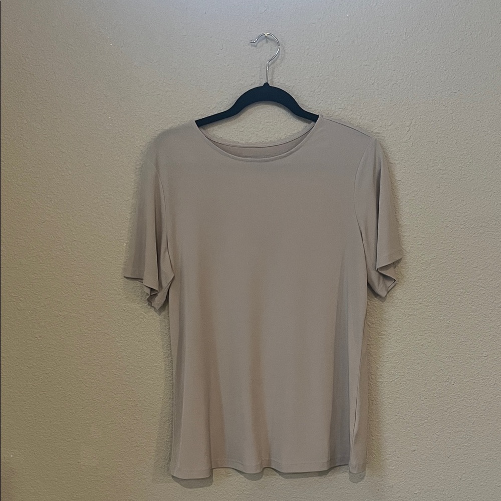 Susan Graver Classic Beige Short Sleeve Top